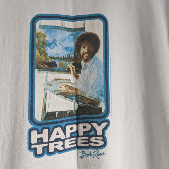 VTG 80s BOB ROSS Happy Trees Painting Ringer Shirt - Picture 8 of 8